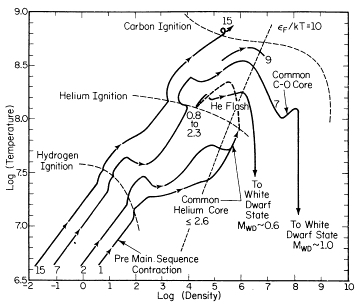 Evolution of Single Stars Off the Main Sequence in T-Rho